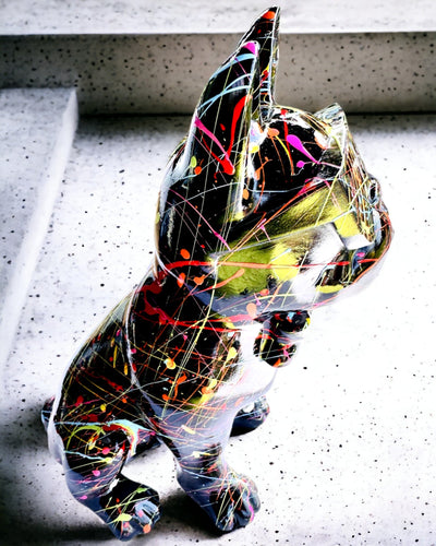 Colorful Artistic Pup - Hand-Painted French Bulldog, personalized with engraving, perfect as a gift