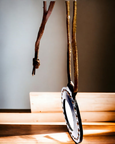 Indian Magnifying Glass Artifact, leather, handmade - customization with engraving available