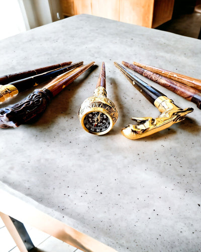 Kompasso Brown - Walking Cane - Hand-Carved Wooden - Exclusive Edition with Engraving Option