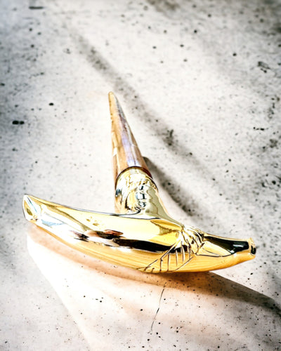 Hand-Carved Travel Cane for Walking "Royal Wanderer" in Brown with Gold Embellishments