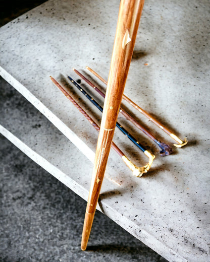 Hand-Carved Travel Cane for Walking "Royal Wanderer" in Brown with Gold Embellishments