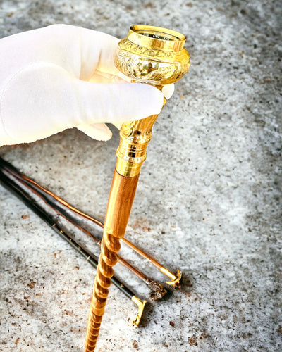 Kompasso Brown - Walking Cane - Hand-Carved Wooden - Exclusive Edition with Engraving Option