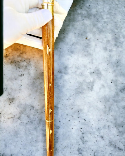 Hand-Carved Travel Cane for Walking "Royal Wanderer" in Brown with Gold Embellishments