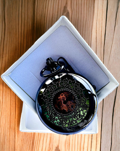 Pocket Watch "Eterna Elegance", personalized gift, engraving. Black color