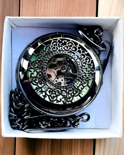 Pocket Watch "Eterna Elegance", personalized gift, engraving. Black color