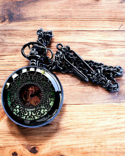 Pocket Watch "Eterna Elegance", personalized gift, engraving. Black color