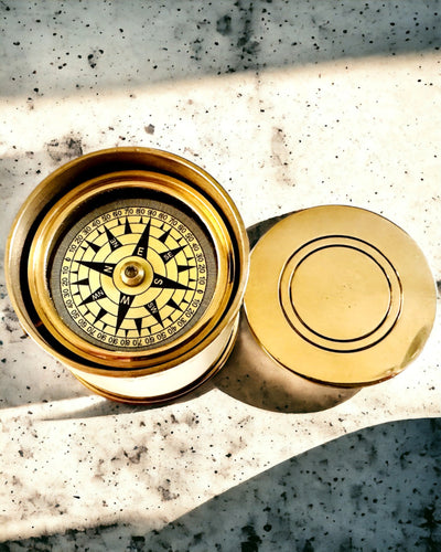 Traveler's Compass "Sunrise Drum" – with personalization option by engraving