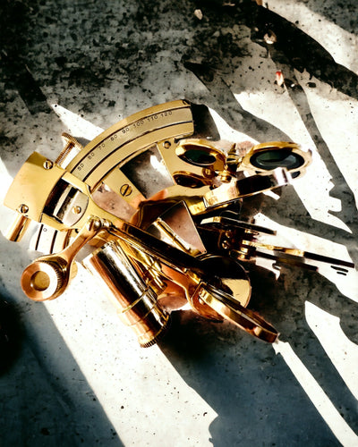 Artistic Sextant in Gold Color - Customization with Engraving Available