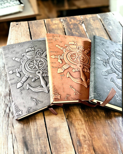 Sailing-themed "Nautica" notebooks with engraving personalization option, as a gift