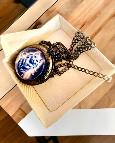 "Starry Cat" Pocket Watch with Engraving Option, 2 Color Variants Available