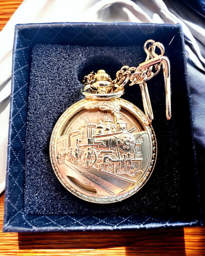 Pocket Watch "Imperial Train", customizable with engraving, gold color