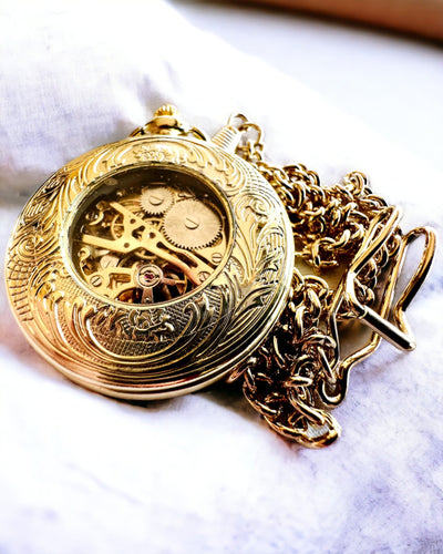 Pocket Watch "Imperial Train", customizable with engraving, gold color