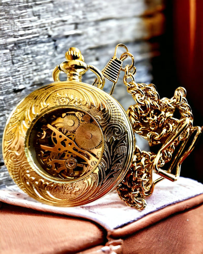 Pocket Watch "Imperial Train", customizable with engraving, gold color