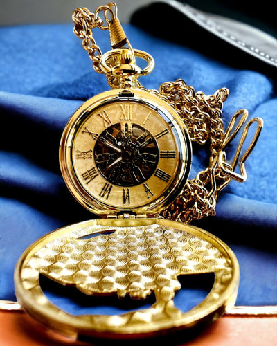 Pocket Watch "Imperial Train", customizable with engraving, gold color