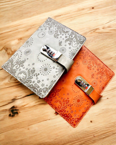 Exclusive Notebook, PU Leather, A5 with Combination Lock - "Secret Journal", personalization with engraving