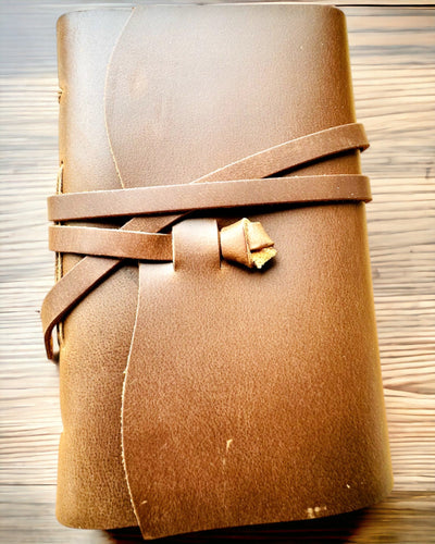 Premium Notebook "RetroNotes" – Elegant Genuine Leather Notebook - 200 pages, 120g, notebook, sketchbook, brown color, engraving personalization