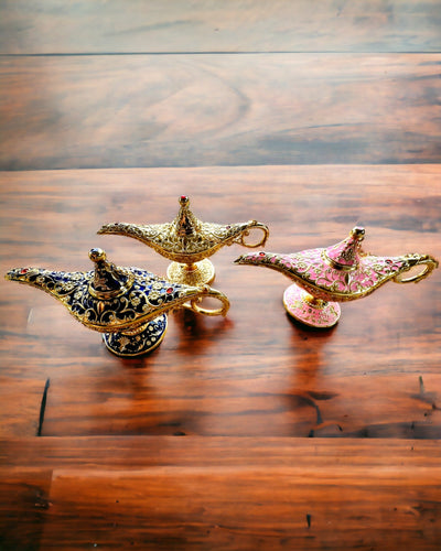 Magic Aladdin Lamp with Engraving Option - Pink Variant, interwoven with gold
