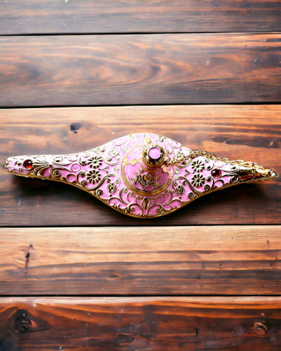 Magic Aladdin Lamp with Engraving Option - Pink Variant, interwoven with gold