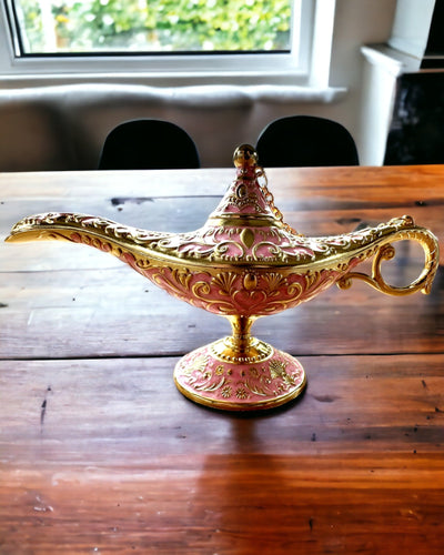 Magic Aladdin Lamp with Engraving Option - Pink Variant, interwoven with gold