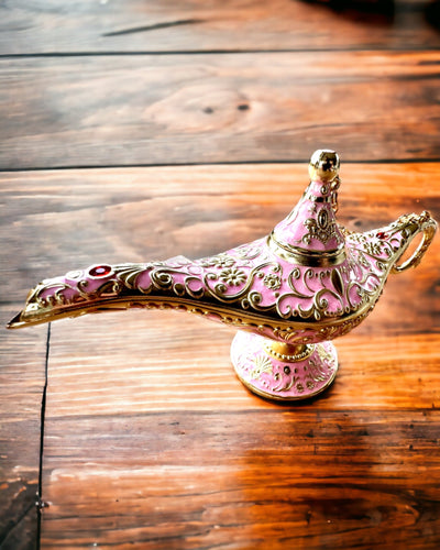 Magic Aladdin Lamp with Engraving Option - Pink Variant, interwoven with gold
