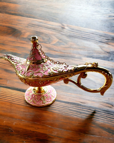 Magic Aladdin Lamp with Engraving Option - Pink Variant, interwoven with gold