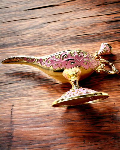 Magic Aladdin Lamp with Engraving Option - Pink Variant, interwoven with gold