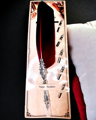 Vintage Calligraphy Pen with Natural Goose Feather – Ideal Gift for Mother's Day or Teacher's Day. Engraving