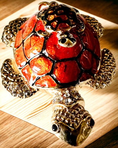 "Żółwiowa Rodzinka" Box - orange color, personalized with engraving