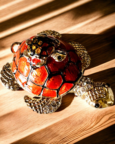 "Żółwiowa Rodzinka" Box - orange color, personalized with engraving