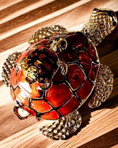 "Żółwiowa Rodzinka" Box - orange color, personalized with engraving