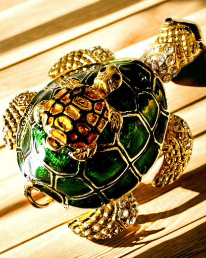 "Żółwiowa Rodzinka" Box - green color, personalized with engraving