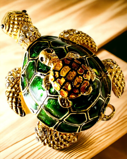 "Żółwiowa Rodzinka" Box - green color, personalized with engraving