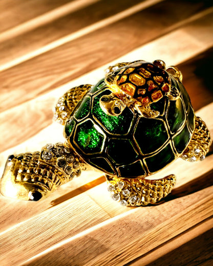 "Żółwiowa Rodzinka" Box - green color, personalized with engraving