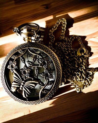 Pocket Watch "Butterfly Elegance" with Custom Engraving Option