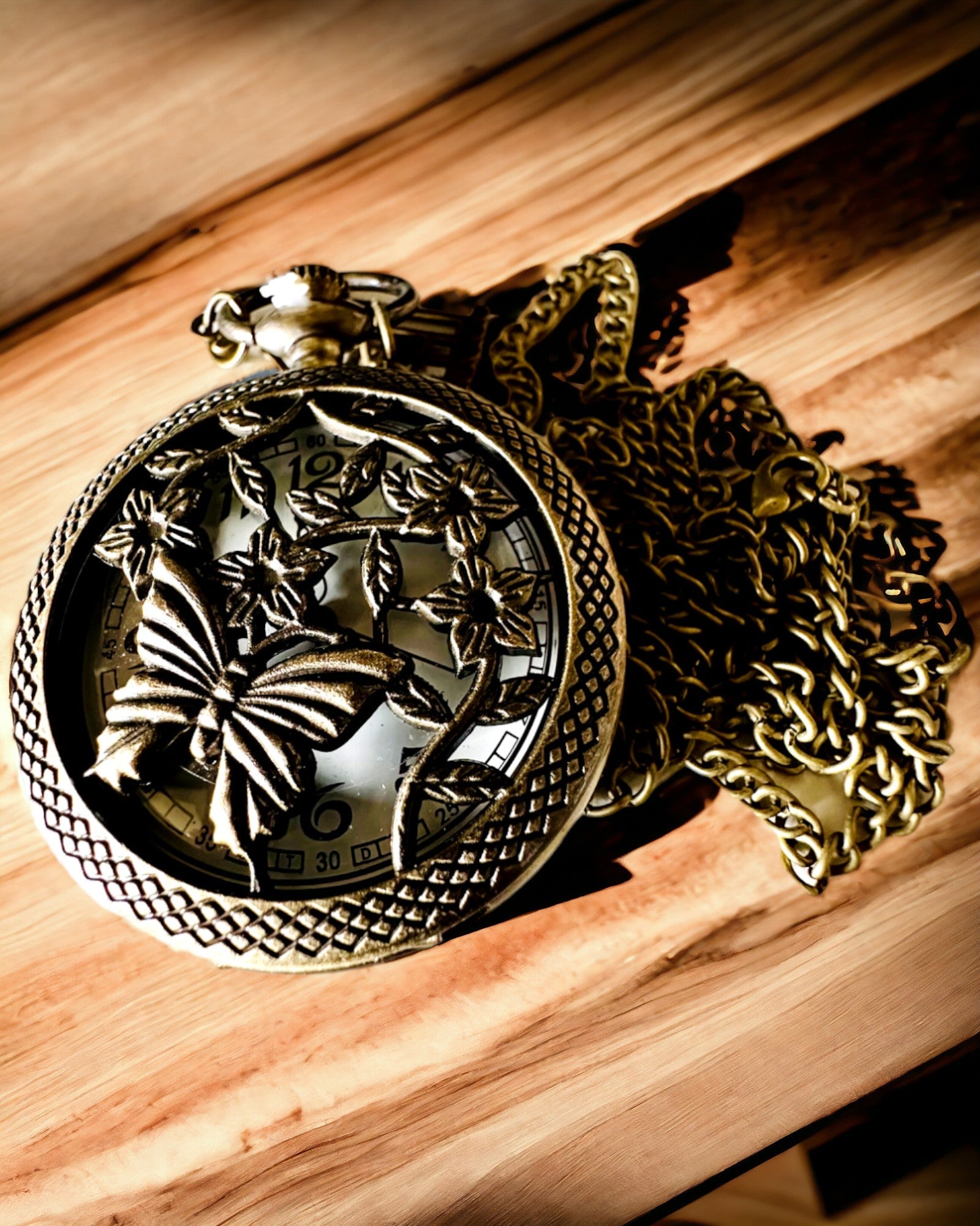Pocket Watch "Butterfly Elegance" with Custom Engraving Option