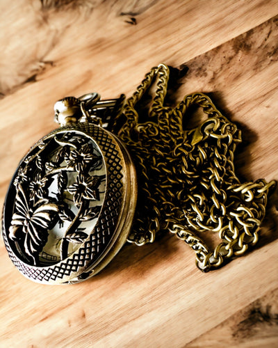 Pocket Watch "Butterfly Elegance" with Custom Engraving Option