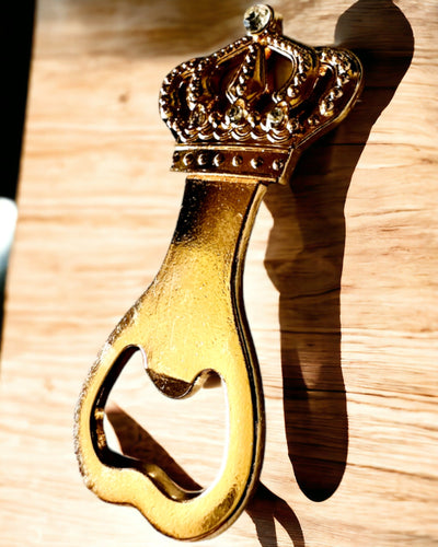 Bottle Opener King's Crown - gold color, personalization with engraving possible