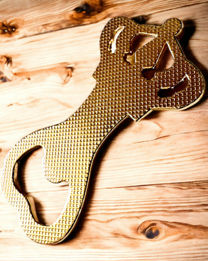Golden "King's Crown" bottle opener, customizable with engraving