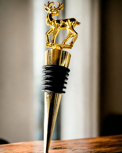 Exclusive Metal Wine Stopper with Deer - Elegant and Functional, customizable with engraving