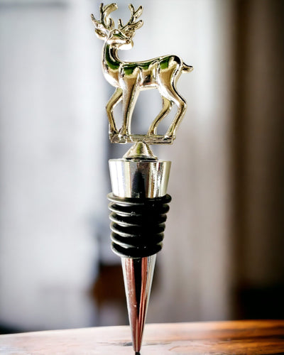 Exclusive Metal Wine Stopper with Deer - Elegant and Functional, customizable with engraving