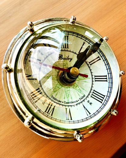 Bailey Compass Clock - Elegant Clock with Compass Motif with Engraving Option