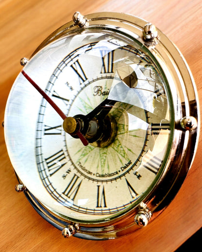 Bailey Compass Clock - Elegant Clock with Compass Motif with Engraving Option