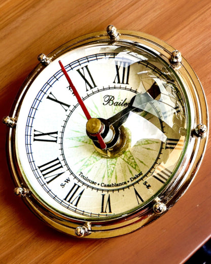 Bailey Compass Clock - Elegant Clock with Compass Motif with Engraving Option
