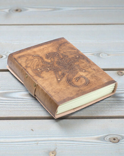 Leather Notebook Dragon Guardian of Legends – Hand-Embossed 20 × 15 cm