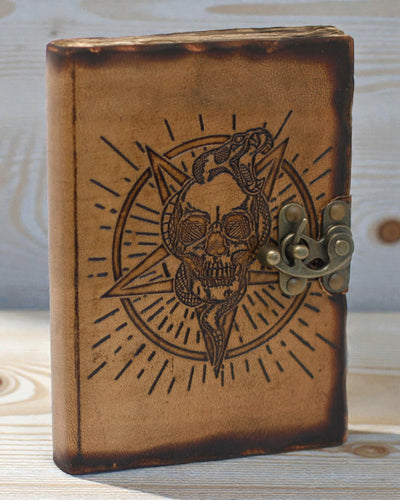 Noctis Sigil – Leather Notebook with Pentagram and Skull