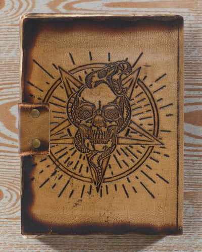 Noctis Sigil – Leather Notebook with Pentagram and Skull