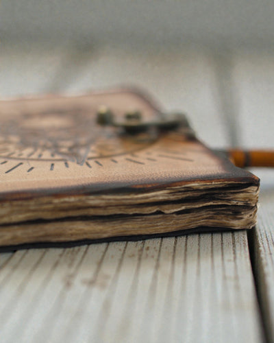 Noctis Sigil – Leather Notebook with Pentagram and Skull