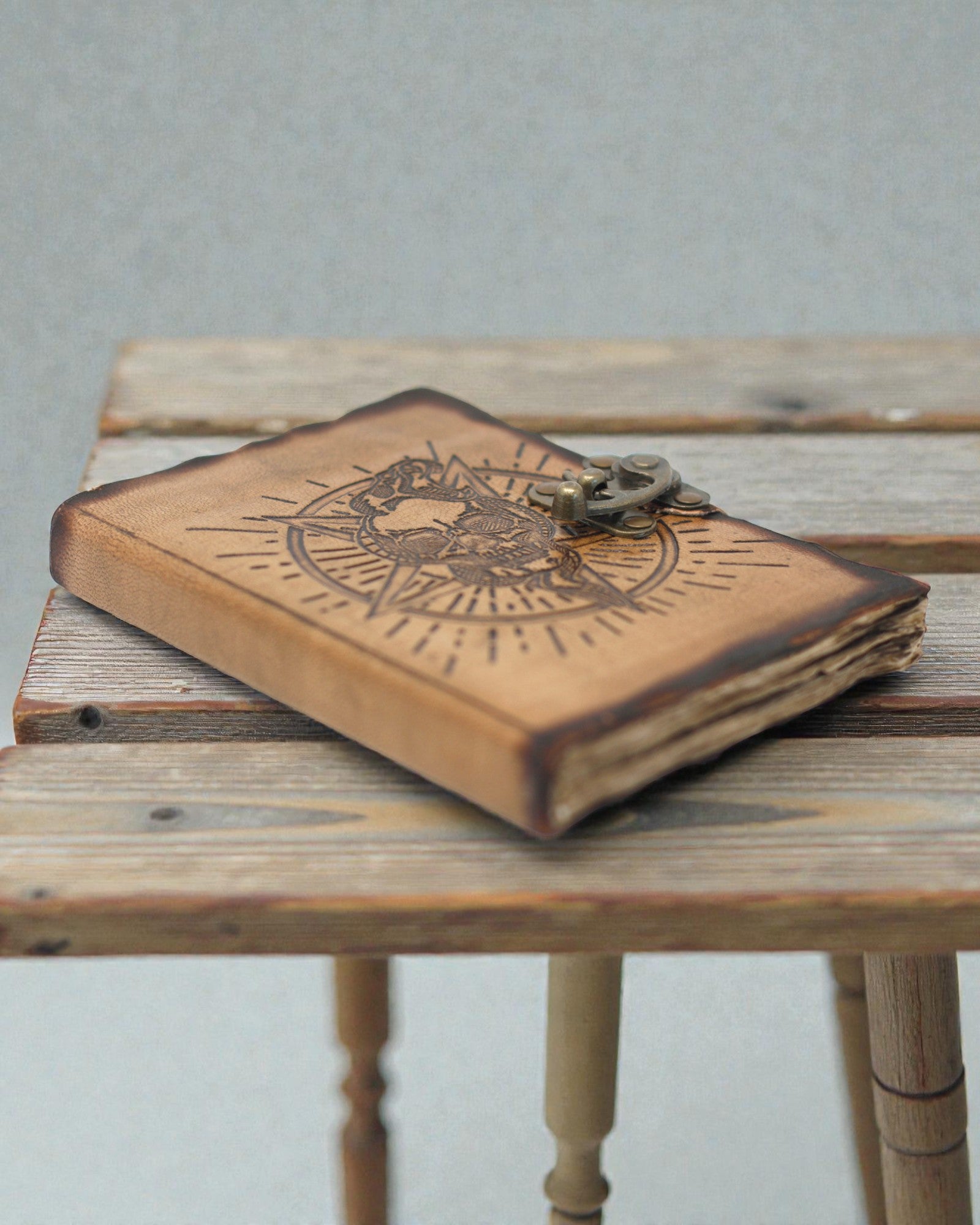 Noctis Sigil – Leather Notebook with Pentagram and Skull