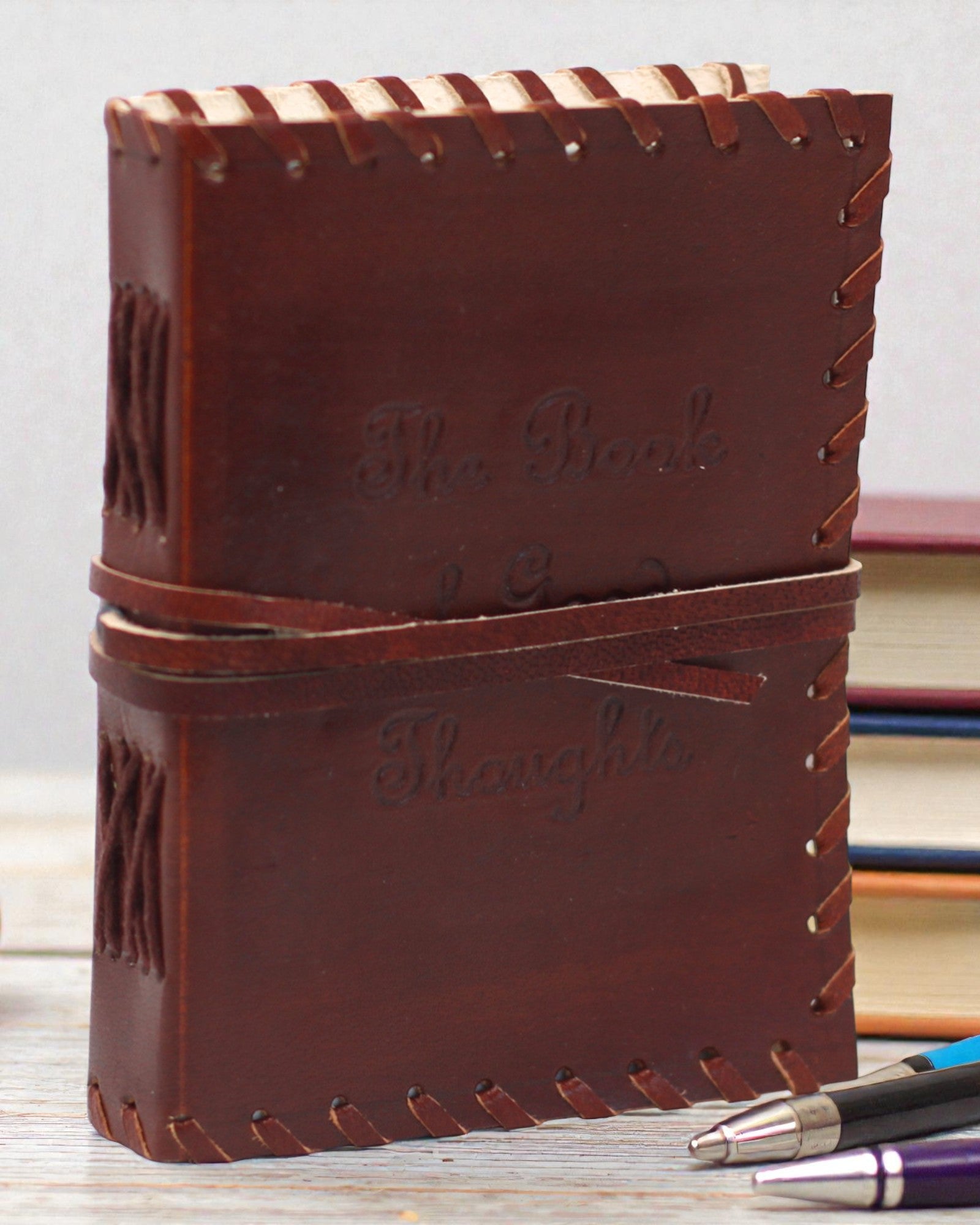 Liber Mentis – Leather Notebook Thought Book with Wraparound Strap