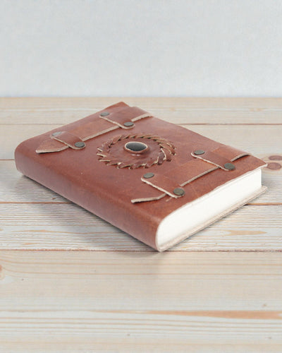 Leather Notebook Black Onyx with Straps – 15x10 cm